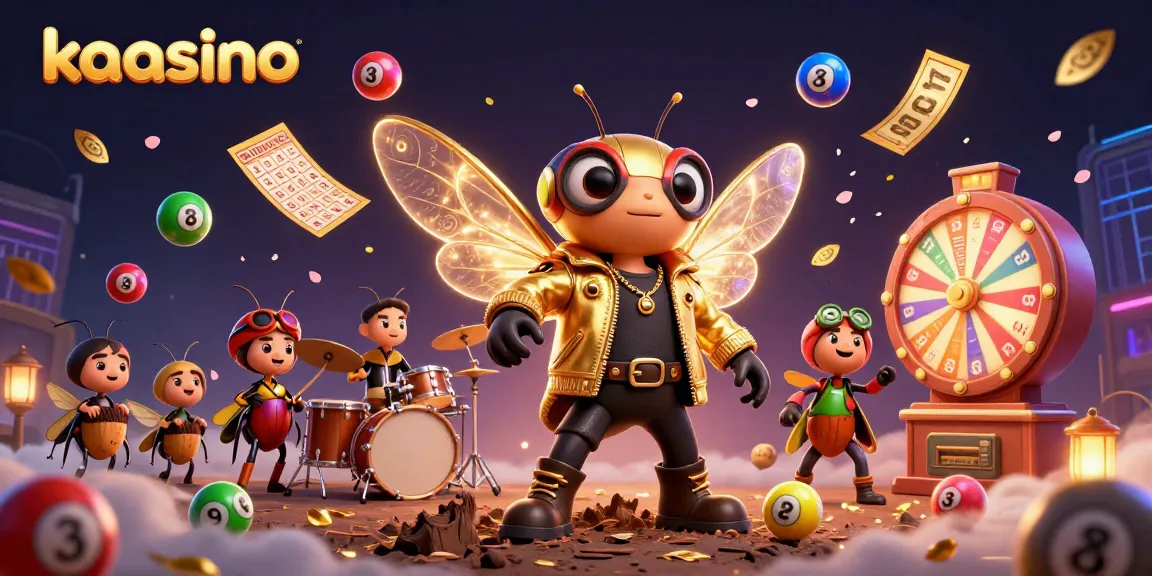 Kaasino offers vibrant casino excitement with a dynamic 3D illustration of a cicada rock star, embracing wins.