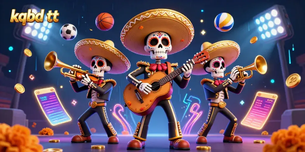 Engage with the vibrant world of kqbd tt featuring a dynamic mariachi band and sports elements.